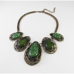 Moss Green Marble Teardrop Stones Necklace